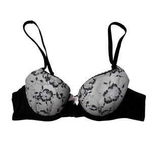 Victoria’s Secret Body by Victoria Lace Lightly Lined Demi Bra Grey Black 34B